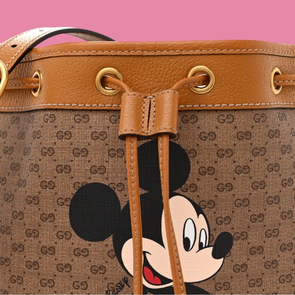 Gucci X DISNEY Mini Vintage GG Supreme Monogram Bucket Bag Beige Vintage Sun Oil - Picture 7 of 11
